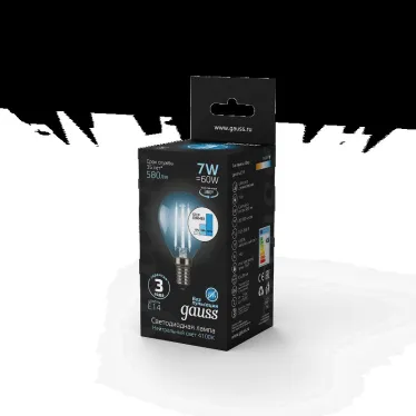 Лампа светодиодная Black LED Filament Шар E14 7W 580lm 4100K step dimmable | 105801207-S | Gauss