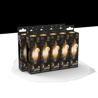 Лампа светодиодная Black LED Filament Свеча на ветру E14 7W 550lm 2700K step dimmable | 104801107-S | Gauss