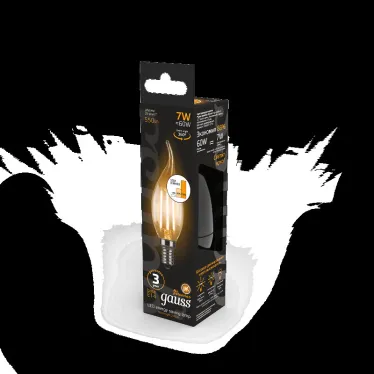 Лампа светодиодная Black LED Filament Свеча на ветру E14 7W 550lm 2700K step dimmable | 104801107-S | Gauss