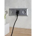 BRITE Розетка с заземлением с защитными шторками 16А с USB A+C 18Вт РЮш11-1-БрА алюминий