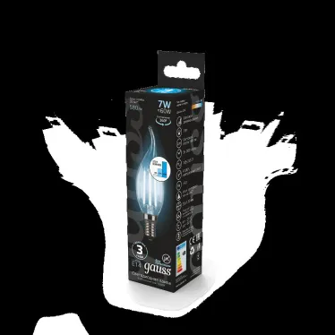 Лампа светодиодная Black LED Filament Свеча на ветру E14 7W 580lm 4100K step dimmable | 104801207-S | Gauss