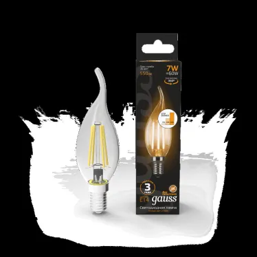 Лампа светодиодная Black LED Filament Свеча на ветру E14 7W 550lm 2700K step dimmable | 104801107-S | Gauss