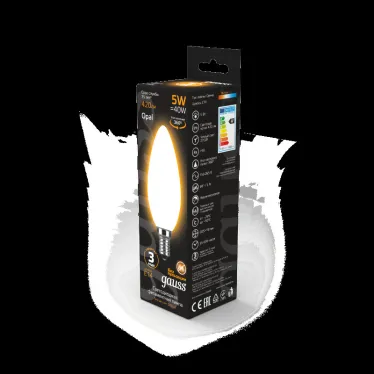 Лампа светодиодная Black LED Filament Свеча OPAL E14 5W 420lm 2700К | 103201105 | Gauss