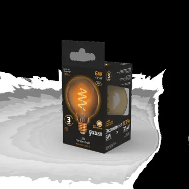 Лампа светодиодная Black LED Filament G95 Flexible E27 6W Golden 360lm 2400К | 105802007 | Gauss