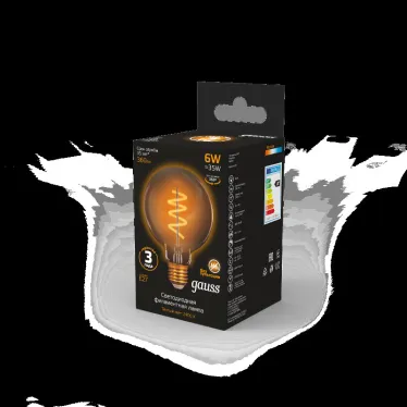 Лампа светодиодная Black LED Filament G95 Flexible E27 6W Golden 360lm 2400К | 105802007 | Gauss