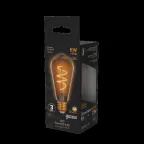 Лампа светодиодная Black LED Filament ST64 Flexible E27 6W Golden 360lm 2400К | 157802006 | Gauss