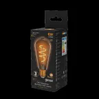 Лампа светодиодная Black LED Filament ST64 Flexible E27 6W Golden 360lm 2400К | 157802006 | Gauss