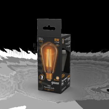 Лампа светодиодная Black LED Filament ST64 E27 8W Golden 740lm 2400К | 157802008 | Gauss