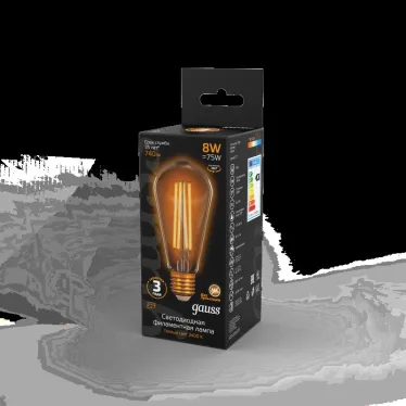 Лампа светодиодная Black LED Filament ST64 E27 8W Golden 740lm 2400К | 157802008 | Gauss