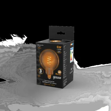 Лампа светодиодная Black LED Filament G120 Flexible E27 6W Golden 360lm 2400К | 158802008 | Gauss