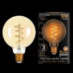 Лампа светодиодная Black LED Filament G95 Flexible E27 6W Golden 360lm 2400К | 105802007 | Gauss