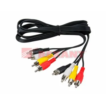 Шнур 4 RCA - 4 RCA, длина 1 метр, черный | 17-0301 | REXANT