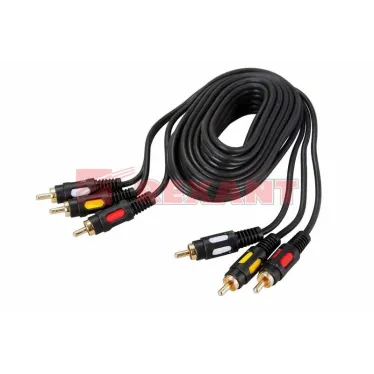Шнур 3 RCA - 3 RCA, длина 3 метра, черный (GOLD) | 17-0214 | REXANT