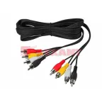 Шнур 4 RCA - 4 RCA, длина 3 метра, черный | 17-0304 | REXANT
