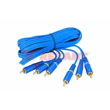 Шнур 3 RCA - 3 RCA, 1,5м, синий (GOLD) REXANT | 17-0202-1 | REXANT