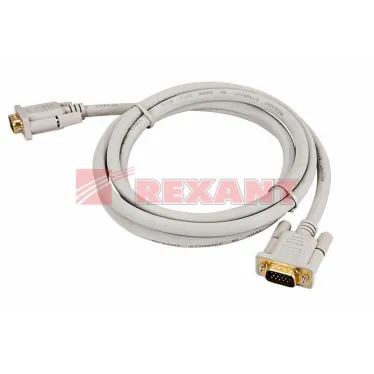 Шнур VGA - VGA с ферритами, длина 1,8 метра, серый (GOLD) | 17-5503-4 | REXANT