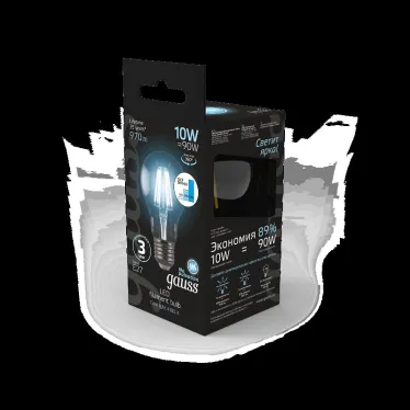 Лампа светодиодная Black LED Filament A60 E27 10W 970lm 4100К step dimmable | 102802210-S | Gauss