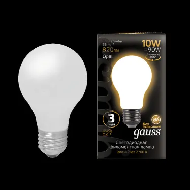 Лампа светодиодная Black LED Filament A60 OPAL E27 10W 820lm 2700К | 102202110 | Gauss