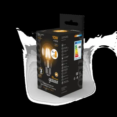 Лампа светодиодная Black LED Filament A60 E27 10W 930lm 2700К step dimmable | 102802110-S | Gauss