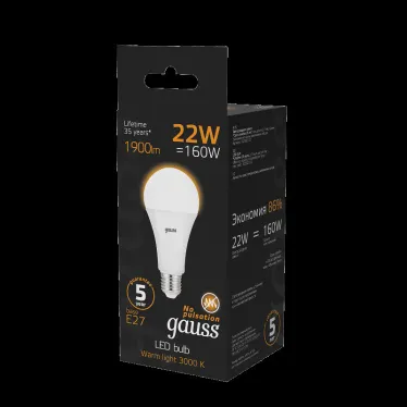 Лампа светодиодная Black LED A70 22W E27 1560lm 3000K | 102502122 | Gauss
