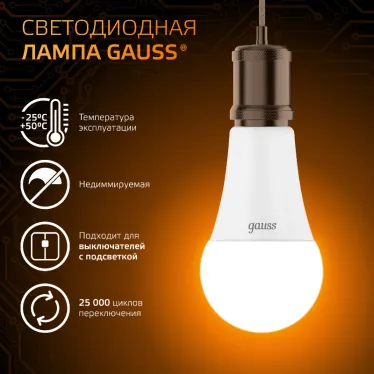Лампа светодиодная Black LED A70 22W E27 1560lm 3000K | 102502122 | Gauss