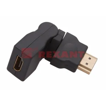 Переходник штекер HDMI - гнездо HDMI, поворотный | 17-6813 | REXANT