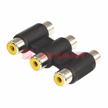 Переходник 3 гнезда RCA - 3 гнезда RCA, тринокль | 14-0434 | REXANT