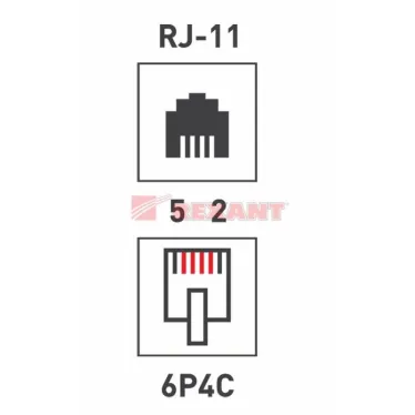 Телефонный двойник RJ-11(6P-4C) (штекер - 2 гнезда) | 03-0031 | REXANT