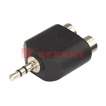 Переходник штекер стерео 3,5 мм - 2 гнезда RCA | 14-0431 | REXANT