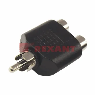 Переходник штекер RCA - 2 гнезда RCA | 14-0421 | REXANT