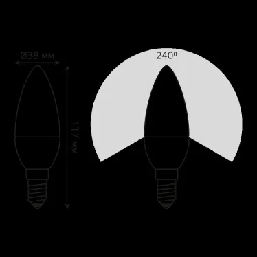 Лампа светодиодная LED 7Вт E14 220В 3000К свеча, диммируемая | 103101107-D | Gauss