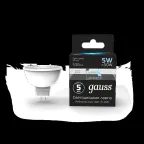 Лампа светодиодная LED 5Вт GU5.3-dim 220В 4100К MR16 диммируемая | 101505205-D | Gauss