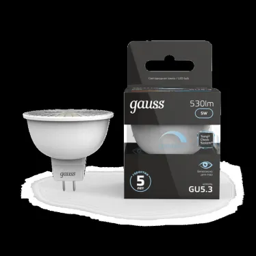 Лампа светодиодная LED 5Вт GU5.3-dim 220В 4100К MR16 диммируемая | 101505205-D | Gauss