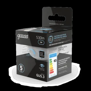 Лампа светодиодная LED 5Вт GU5.3-dim 220В 4100К MR16 диммируемая | 101505205-D | Gauss