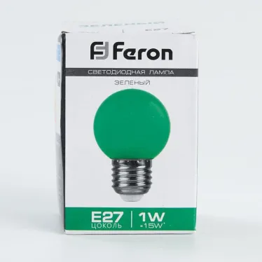 Лампа светодиодная для белт лайта LB-37 (1W) 230V E27 зеленый G45 | 25117 | FERON