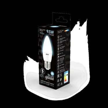 Лампа светодиодная LED Свеча E27 9.5W 950lm 4100К | 103102210 | Gauss