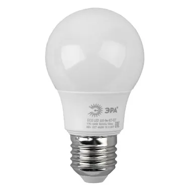 Лампа светодиодная ECO LED A55-8W-827-E27 Лампы СВЕТОДИОДНЫЕ ЭКО ЭРА (диод, груша, 8Вт, тепл, E27) | Б0032095 | ЭРА