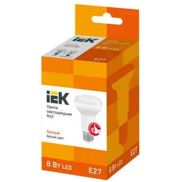 Лампа светодиодная LED 8Вт Е27 220В 3000К R63 рефлектор | LLE-R63-8-230-30-E27 | IEK