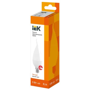 Лампа светодиодная LED 5Вт Е14 220В 3000К CB35 свеча на ветру | LLE-CB35-5-230-30-E14 | IEK