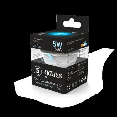 Лампа светодиодная LED 5W MR16 GU10-dim 4100K диммир. | 101506205-D | Gauss