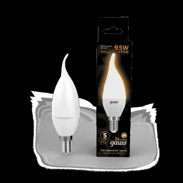 Лампа светодиодная Gauss LED Свеча на ветру E14 9.5W 890lm 3000K | 104101110 | Gauss