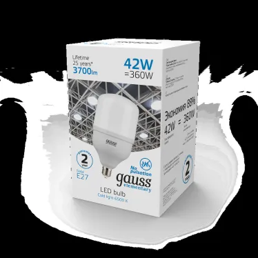 Лампа светодиодная Elementary LED T120 E27 42W 3700lm 180-240V 6500K 1/12 | 63234 | Gauss