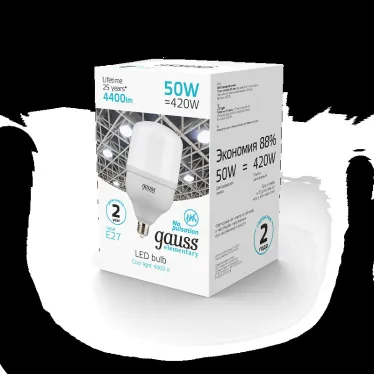 Лампа светодиодная Elementary LED T140 E27 50W 4400lm 180-240V 4000K 1/8 | 63225 | Gauss