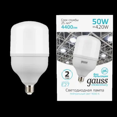 Лампа светодиодная Elementary LED T140 E27 50W 4400lm 180-240V 4000K 1/8 | 63225 | Gauss