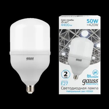 Лампа светодиодная Elementary LED T140 E27 50W 4400lm 180-240V 4000K 1/8 | 63225 | Gauss