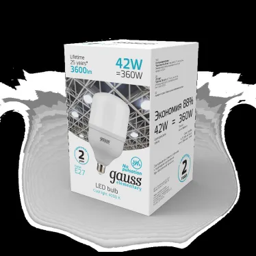 Лампа светодиодная Elementary LED T120 E27 42W 3600lm 180-240V 4000K 1/12 | 63224 | Gauss