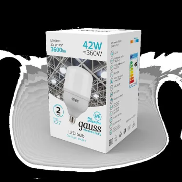 Лампа светодиодная Elementary LED T120 E27 42W 3600lm 180-240V 4000K 1/12 | 63224 | Gauss