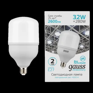 Лампа светодиодная Elementary LED T100 E27 32W 2700lm 180-240V 6500K 1/20 | 63233 | Gauss