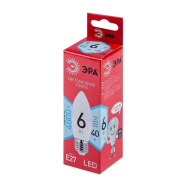 Лампа светодиодная LED B35-6W-840-E27 R (диод, свеча, 8Вт, нейтр, E27) | Б0050232 | ЭРА