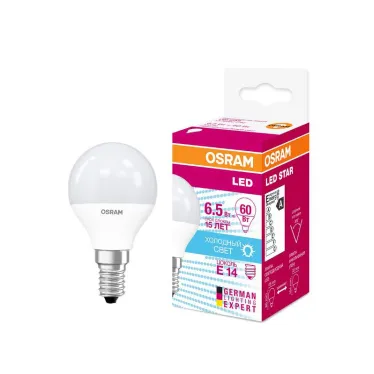 Лампа светодиодная LED STAR Classic P 6, матовая колба, Е14 LEDSCLP60 6, 5W/840 230VFR E1410X1RU | 4058075134263 | Osram